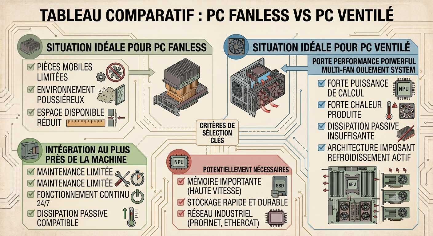 Tableau visuel Fanless vs ventilé