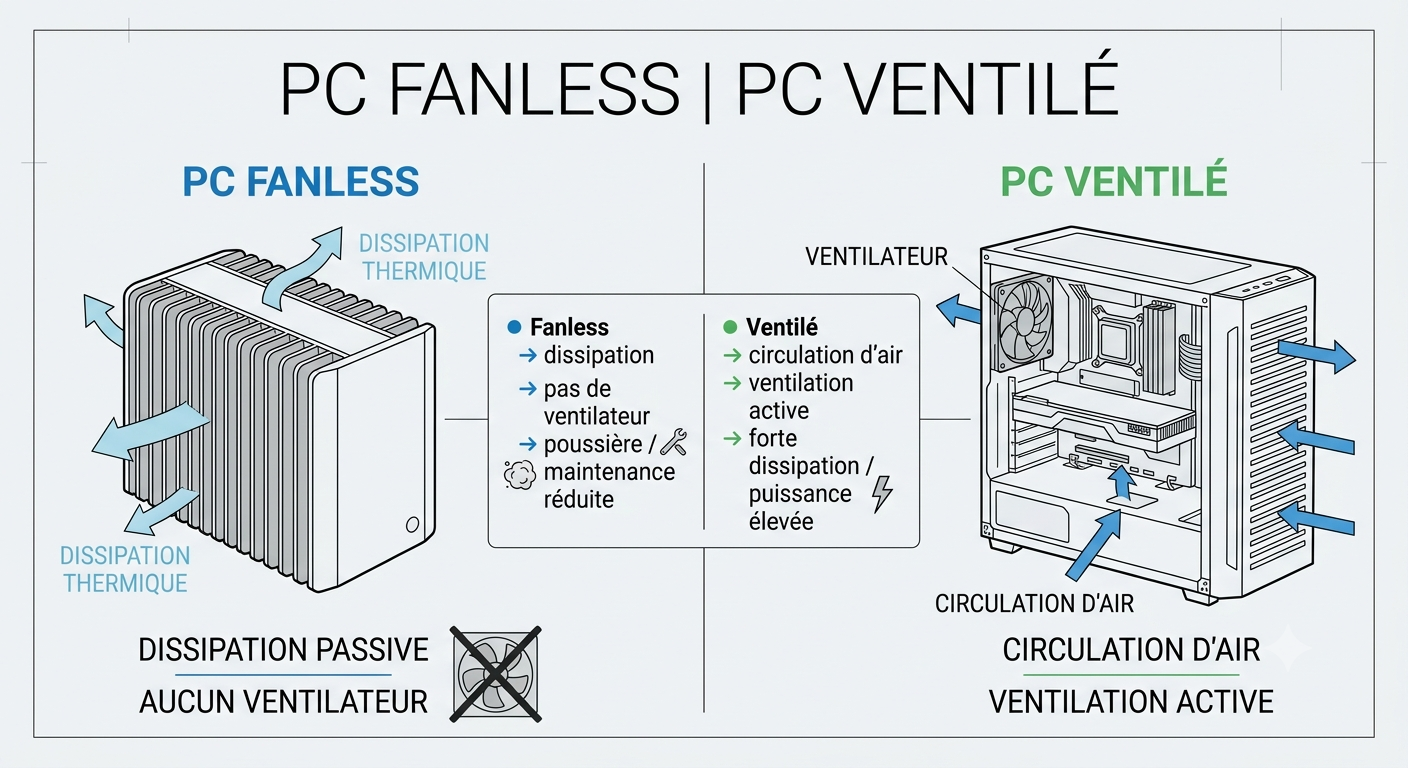 PC fanless vs PC ventilé