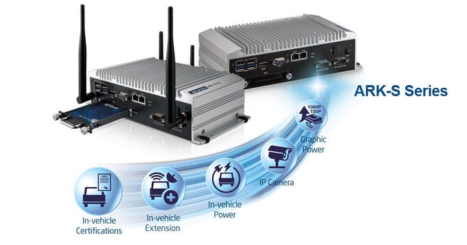 PC Fanless ARK (Advantech), dédié à l'embarqué véhicule et à la vidéo surveillance